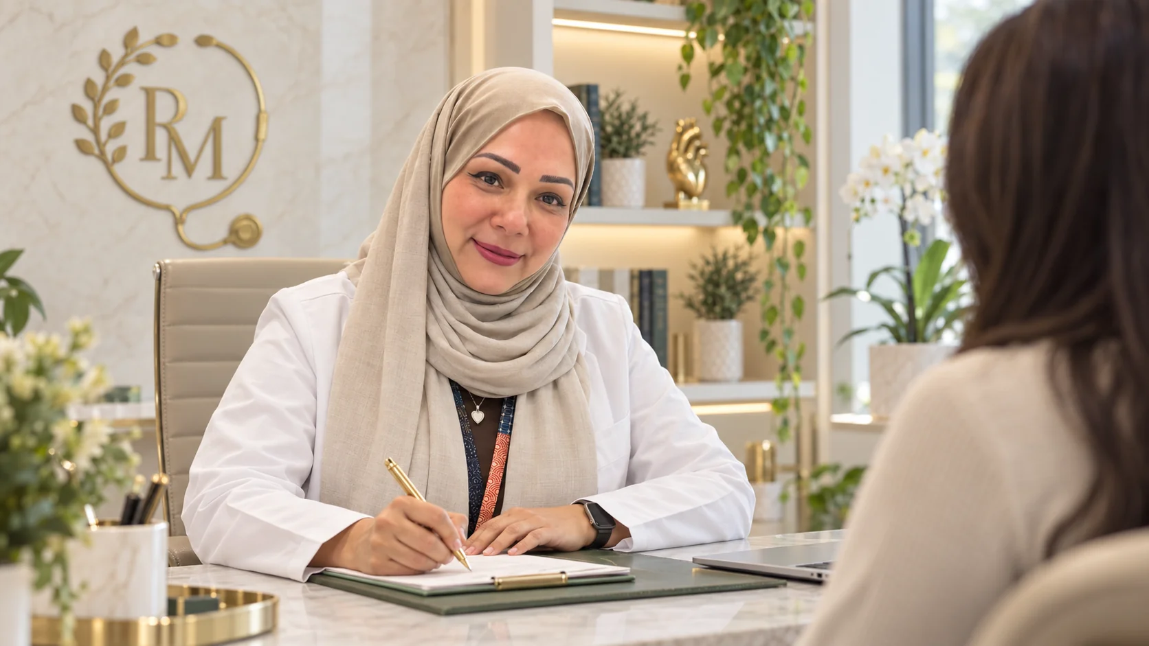 د. ريم مهداوي أثناء الاستشارة الطبية